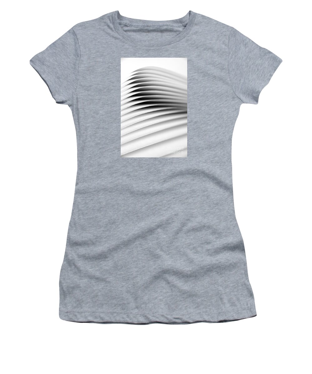 Sisteen 16 Sheet Sheets Paper Abstract Black White Monochrome Women's T-Shirt featuring the photograph Sixteen Sheets of Paper 6801 by Ken DePue