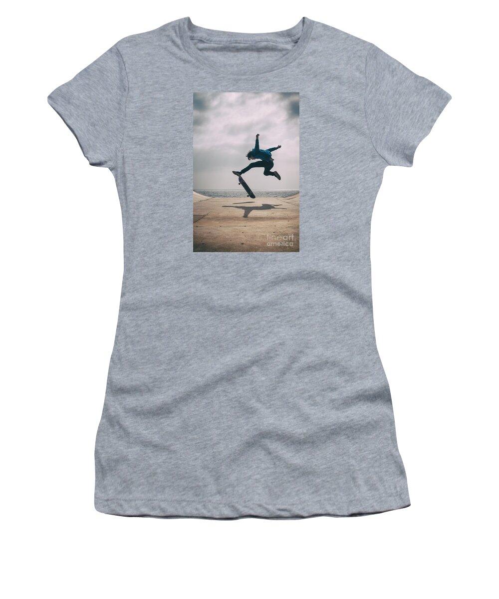 Skate Women's T-Shirt featuring the photograph Skater Boy 003 by Clayton Bastiani