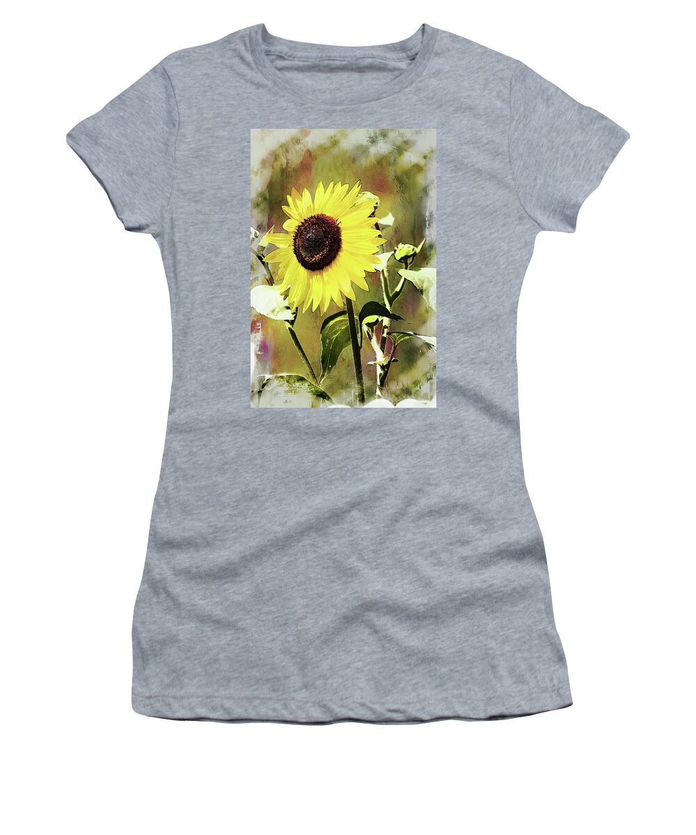 Flower Women's T-Shirt featuring the photograph Sketchy Sunflower 3 by Marty Koch