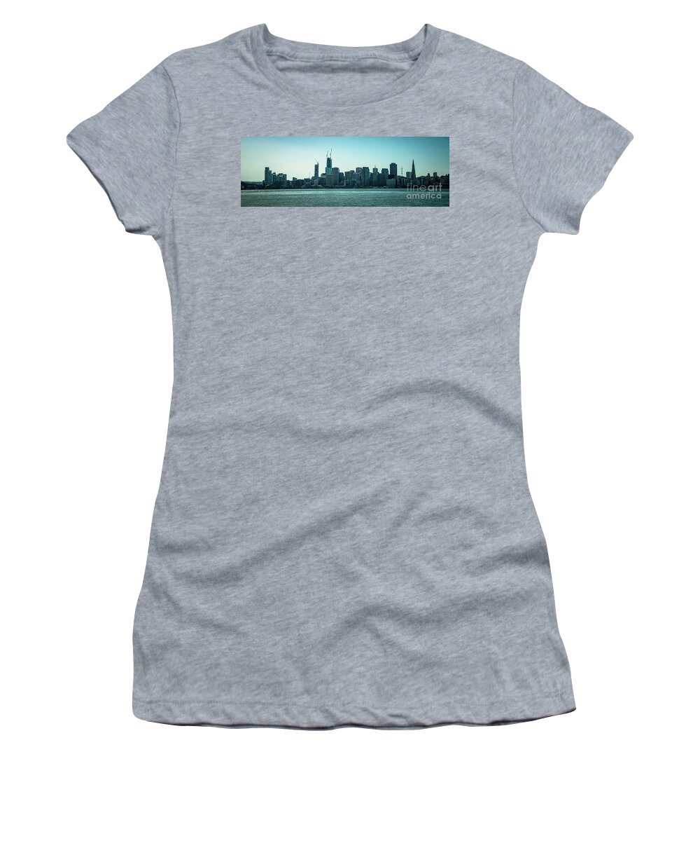 Bridge Women's T-Shirt featuring the photograph Skyline of San Francisco with the oakland bay Bridge, USA by Amanda Mohler