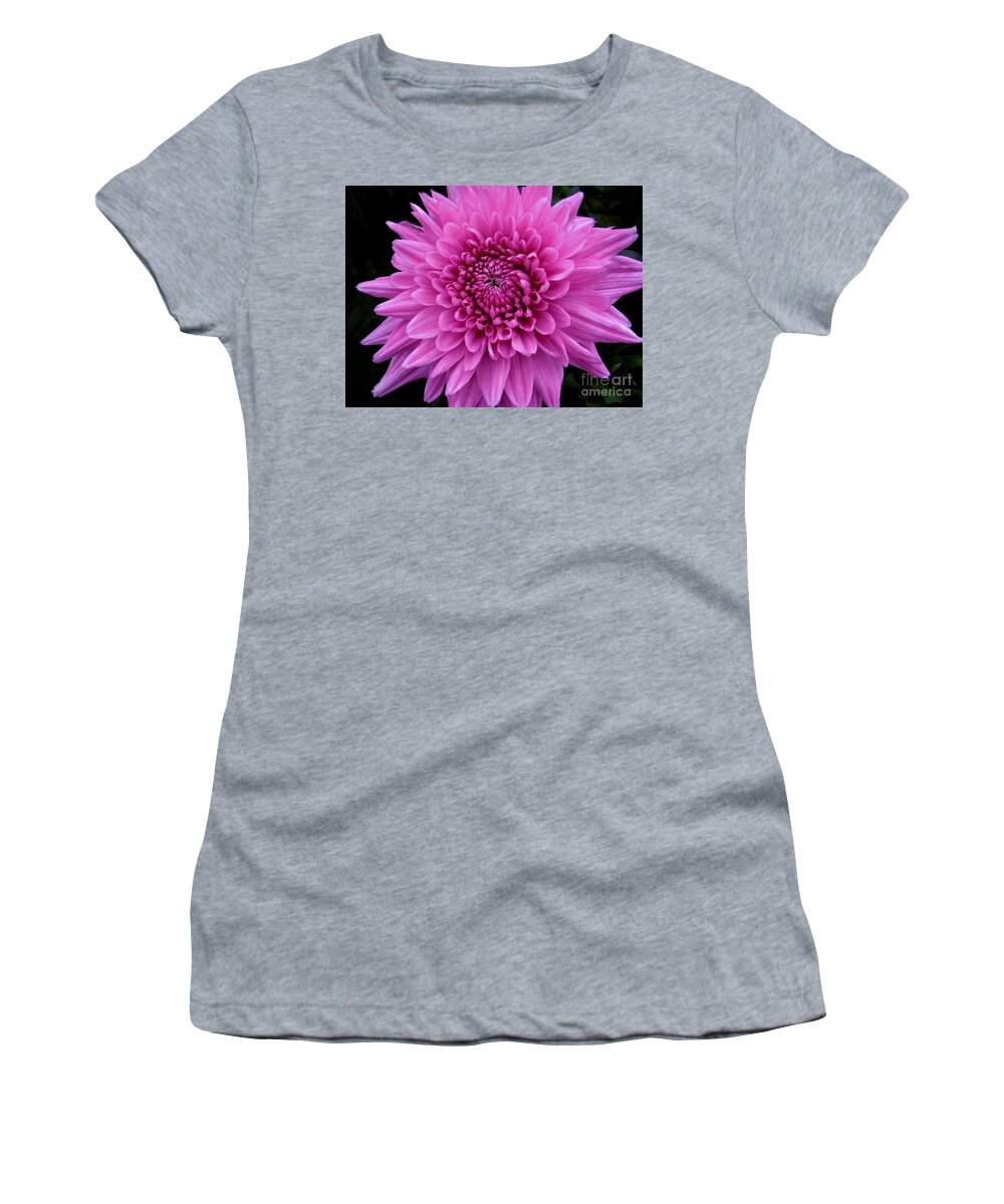 Chrysanthemum Women's T-Shirt featuring the photograph Small Pink Chrysanthemum by Joan-Violet Stretch