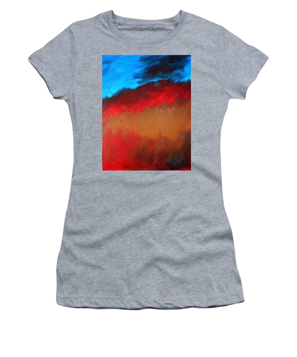 Abstract Women's T-Shirt featuring the painting Smoldering Passion by Julie Lueders 