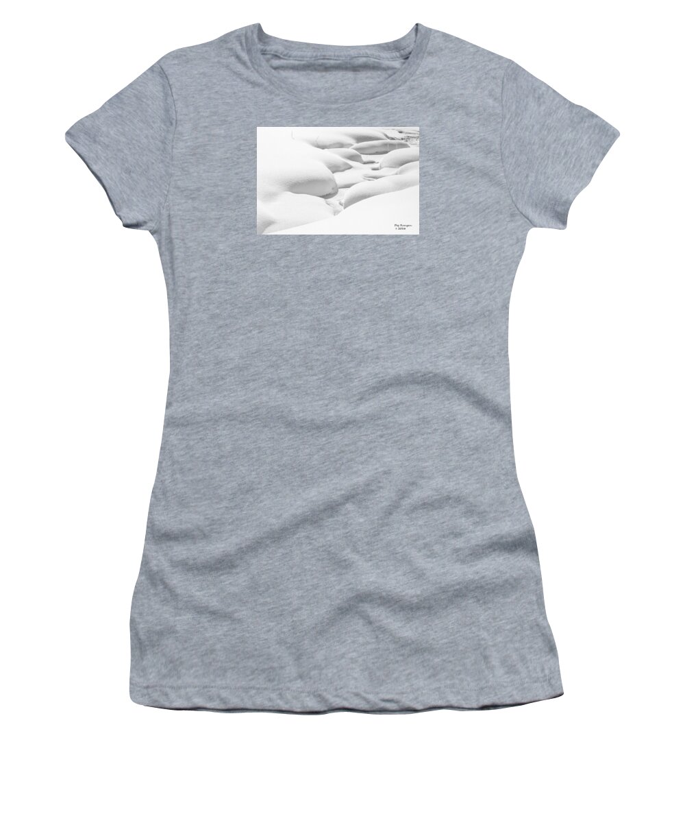 Black And White Women's T-Shirt featuring the photograph Snow Bumps in Yellowstone by Peg Runyan