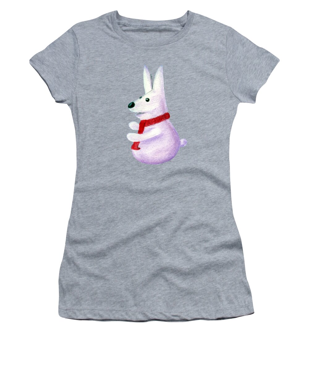 Snow Women's T-Shirt featuring the painting Snow Bunny by Anastasiya Malakhova