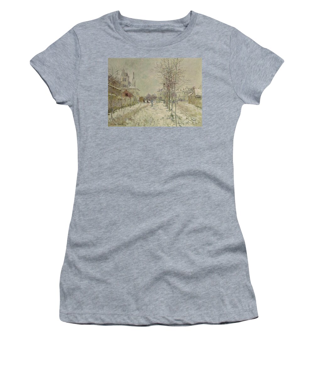 Snow Effect Women's T-Shirt featuring the painting Snow Effect by Monet by Claude Monet