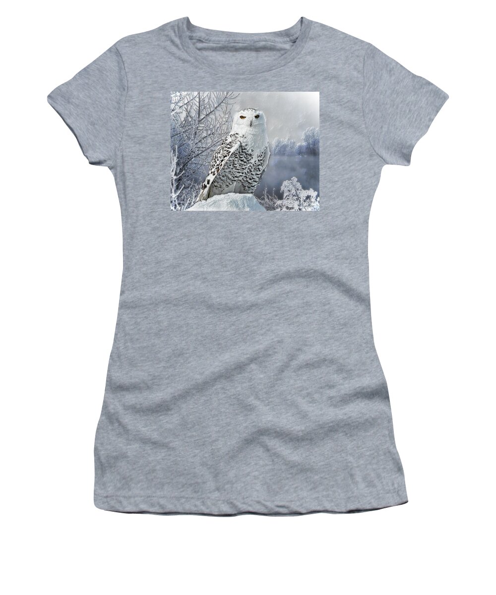Snowy Owl Women's T-Shirt featuring the digital art Snowy Owl by Pennie McCracken