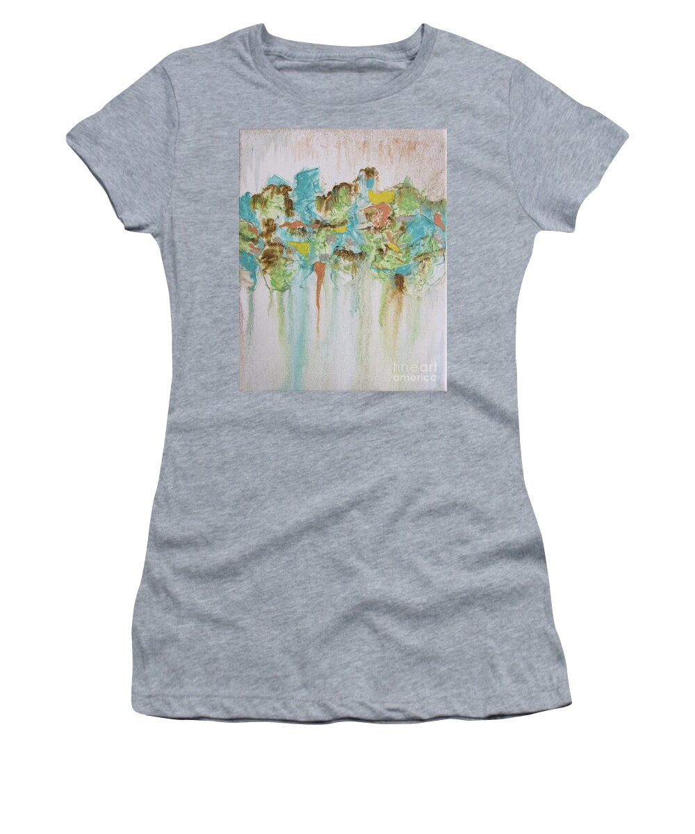 Blue Women's T-Shirt featuring the painting Soft and Simple by Linda Cranston