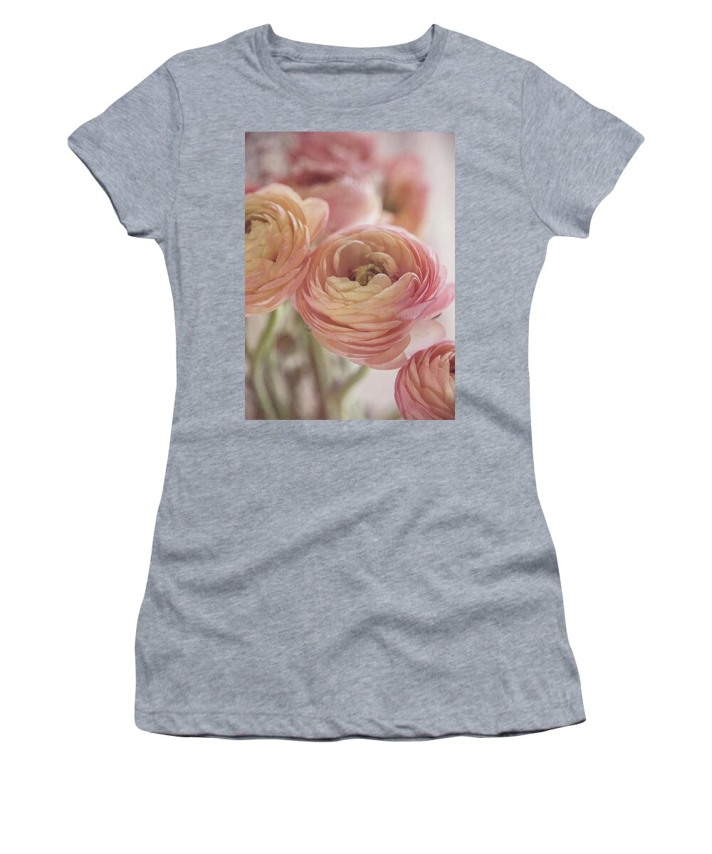 Ranunculus Women's T-Shirt featuring the photograph Soft Pink Ranunculus by Teresa Wilson