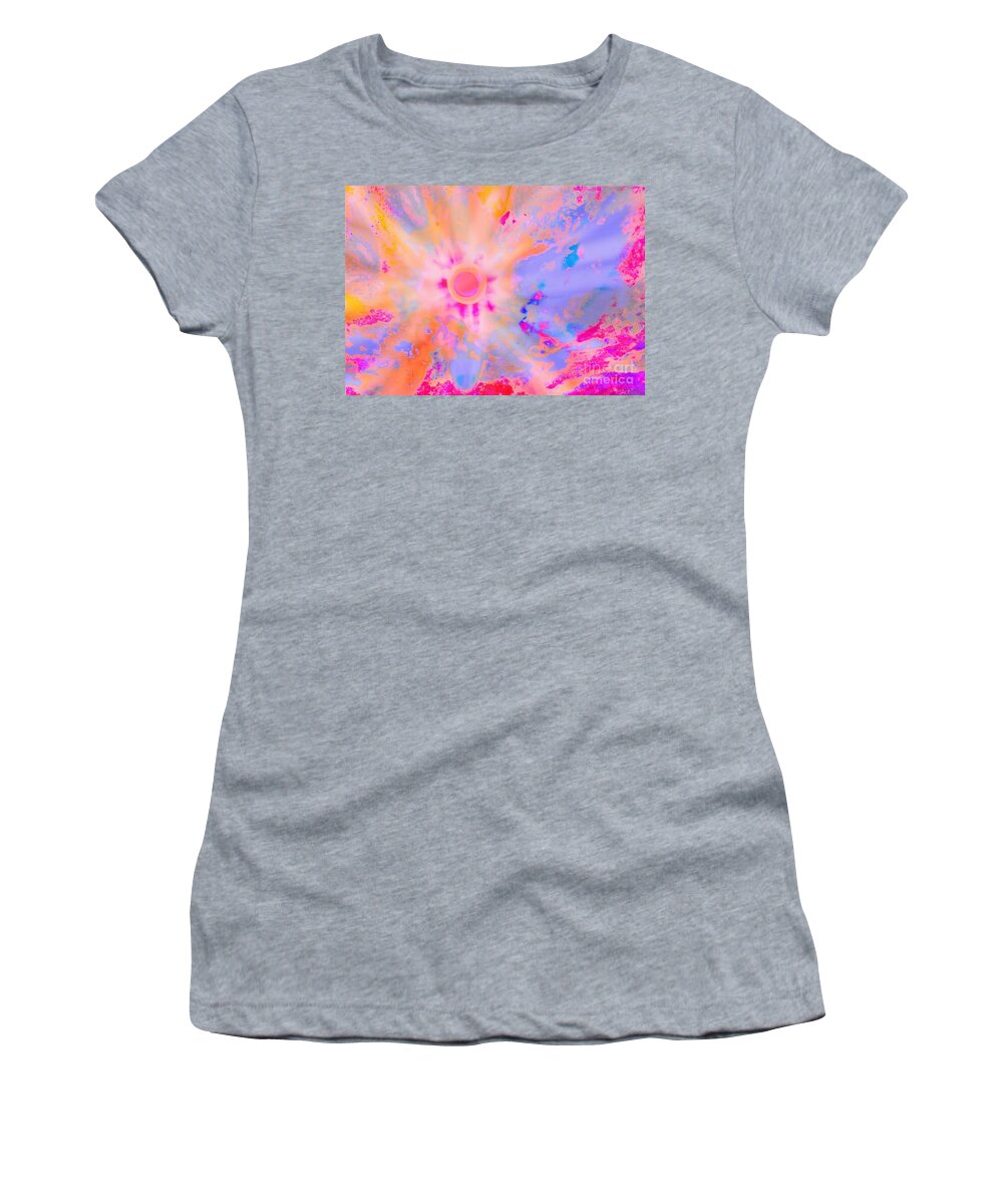 Lighthearted Colors Wash The Sky Around A New Born Sun Women's T-Shirt featuring the digital art Solanew by Priscilla Batzell Expressionist Art Studio Gallery