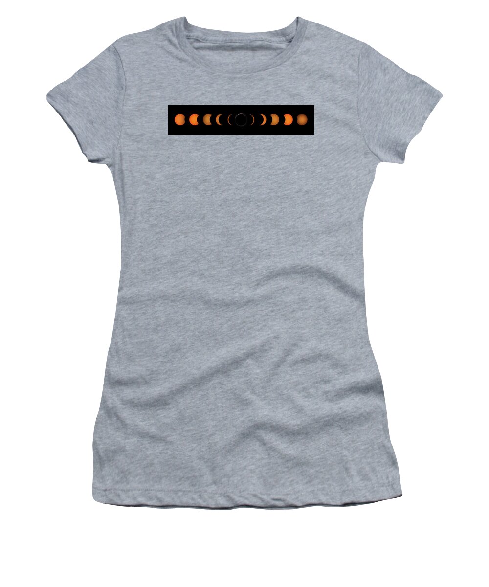 Solar Eclipse Women's T-Shirt featuring the photograph Solar Eclipse Composite by Greg Norrell