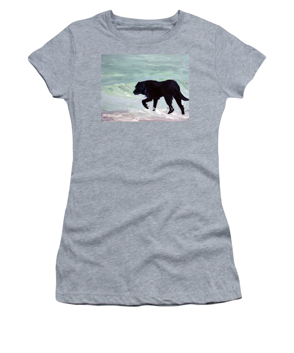 Black Women's T-Shirt featuring the painting Solitary Stroll by Sheila Wedegis
