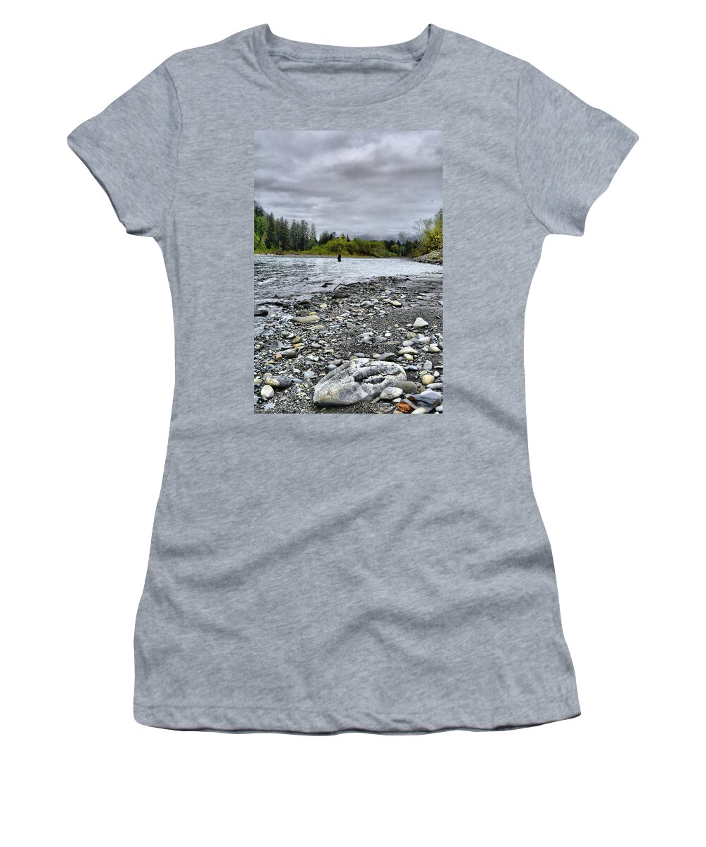 Fly Fishing Women's T-Shirt featuring the photograph Solitude on the River by Jason Brooks