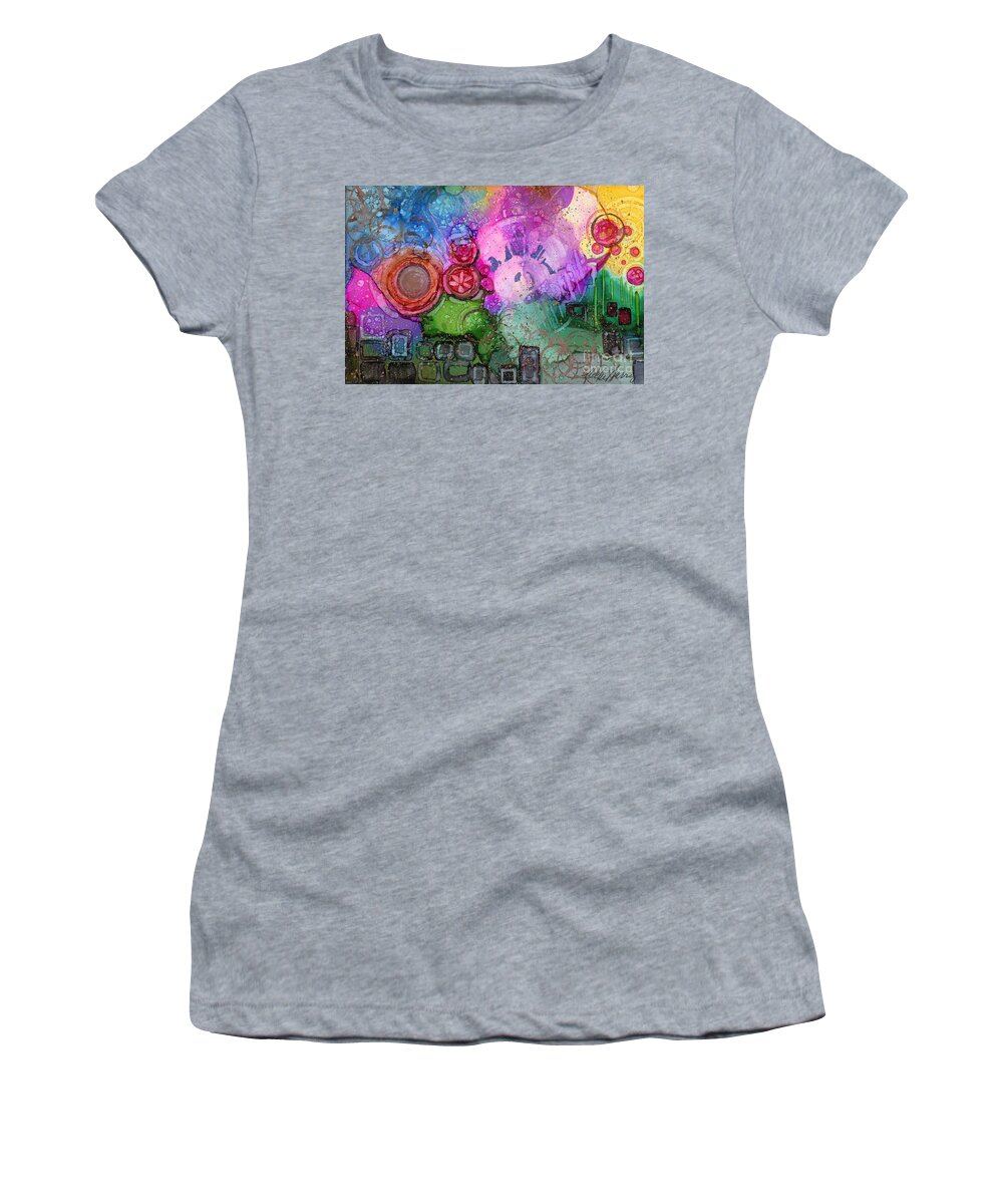 Alcohol Ink Women's T-Shirt featuring the painting Sometimes It's Confusing by Vicki Baun Barry