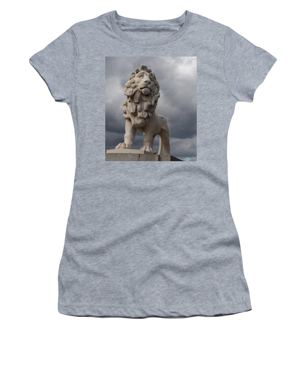 Lions Women's T-Shirt featuring the photograph South bank lion. by Christopher Rowlands