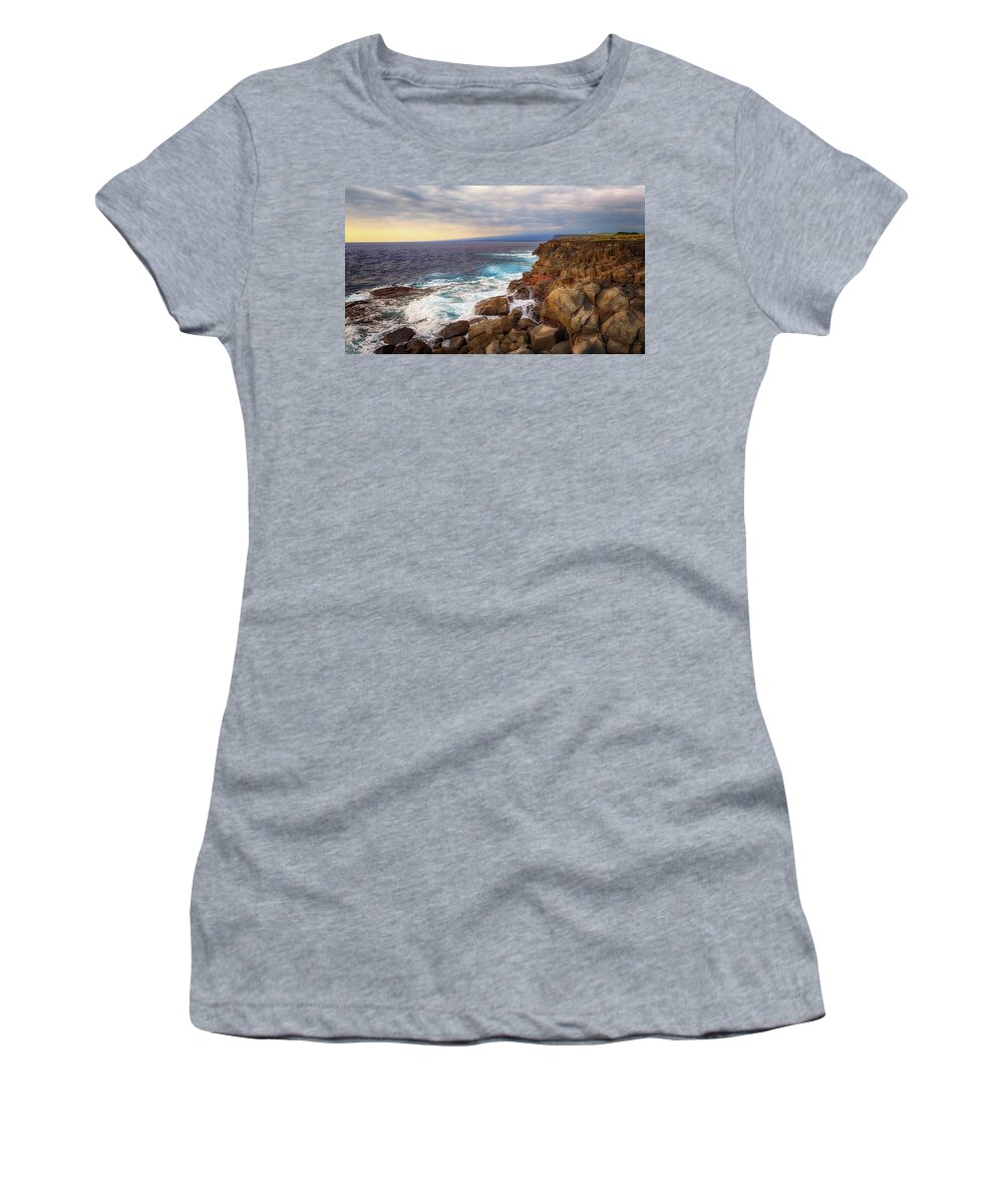 Seascape Women's T-Shirt featuring the photograph South Point Sea Cliffs by Susan Rissi Tregoning