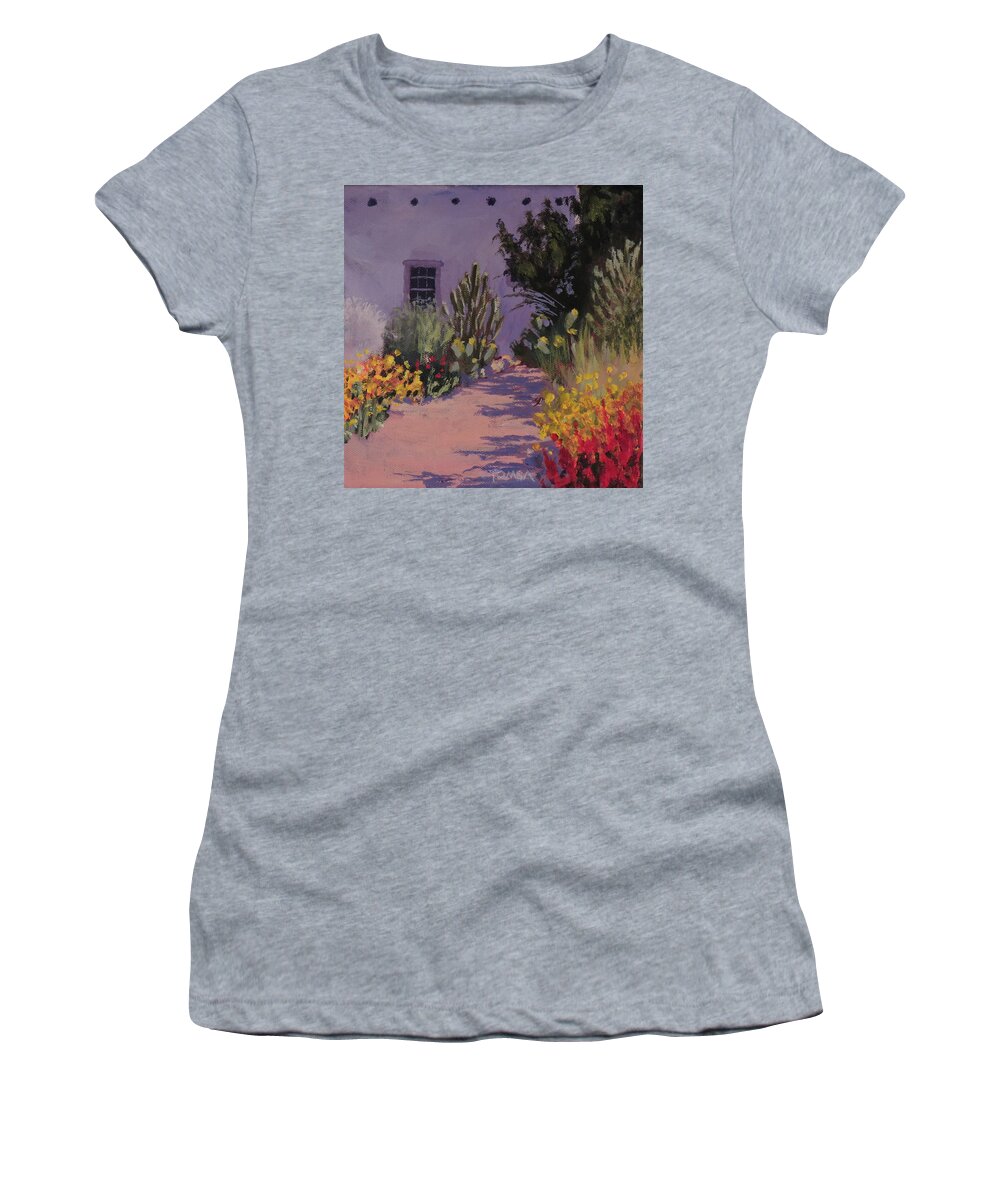 Southwestern Garden Path Women's T-Shirt featuring the painting Southwestern Garden Path by Bill Tomsa