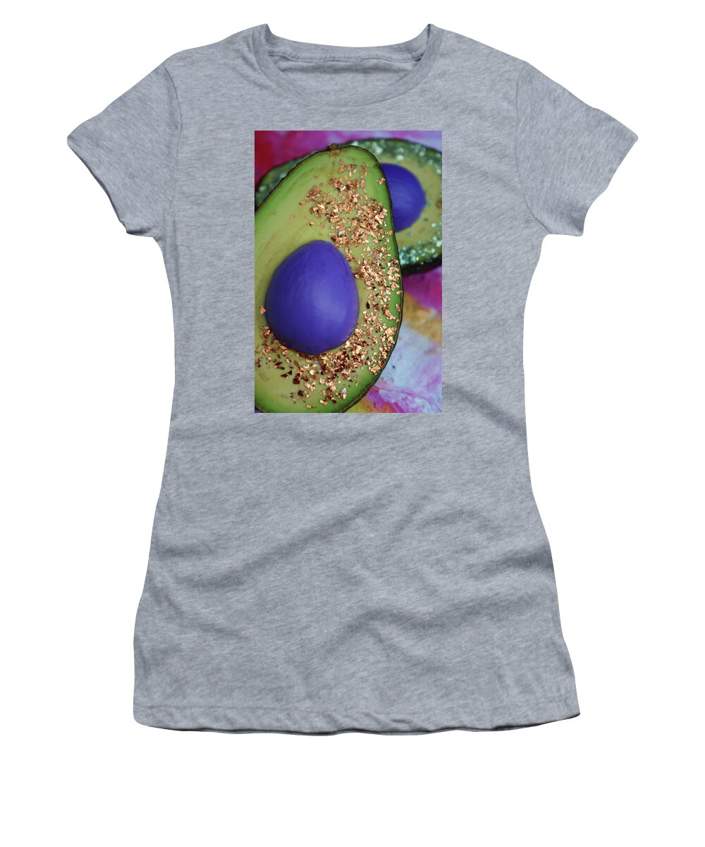 Spaceocados Space Avocado Women's T-Shirt featuring the mixed media Spaceocados 2 by Judy Henninger