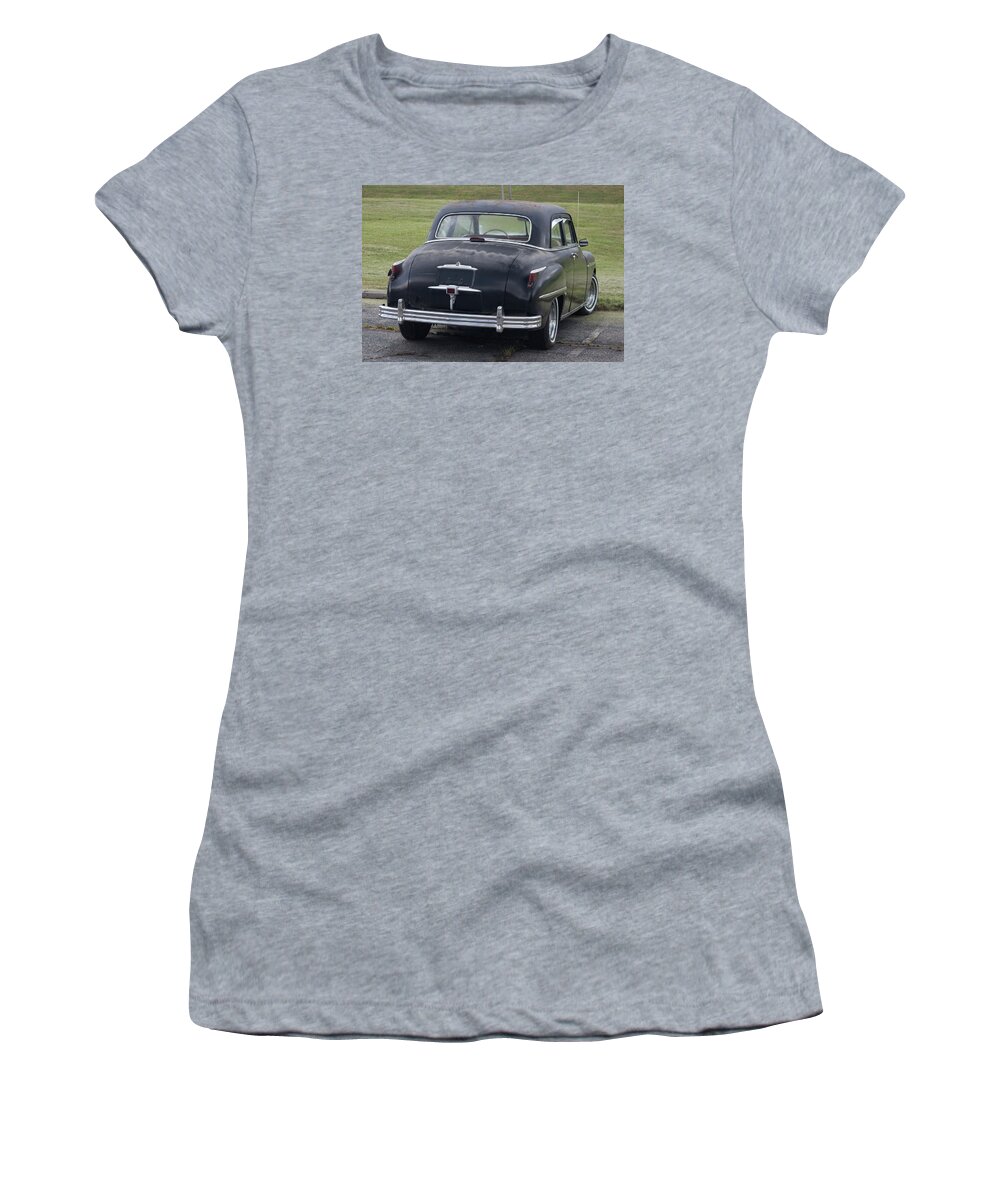 Photograph Women's T-Shirt featuring the photograph 1948 Special Deluxe Plymouth rear view by Suzanne Gaff