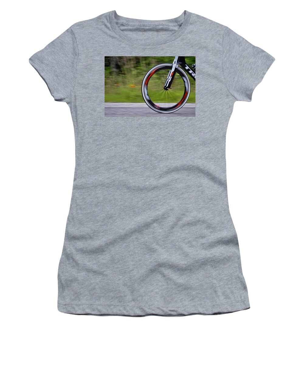 Bike Racing Women's T-Shirt featuring the photograph Speed of Life by Linda Unger
