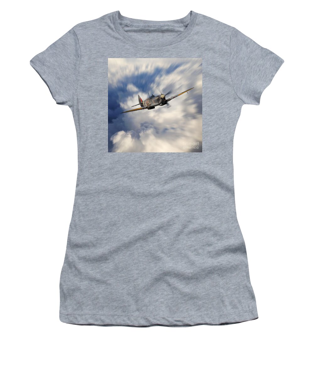 Supermarine Women's T-Shirt featuring the digital art Spitfire Climb by Airpower Art