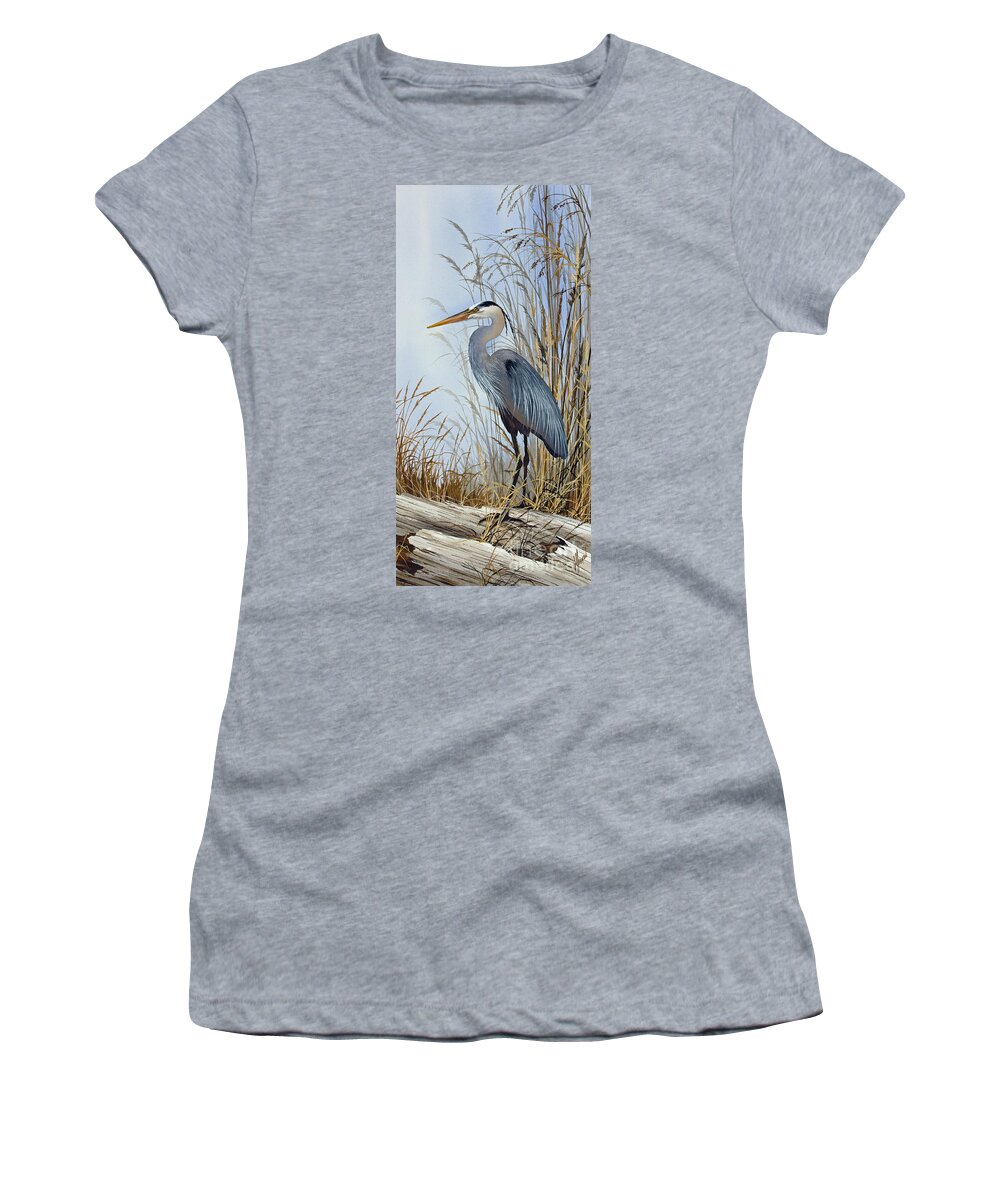 Heron Painting Women's T-Shirt featuring the painting Splendid Solitude by James Williamson