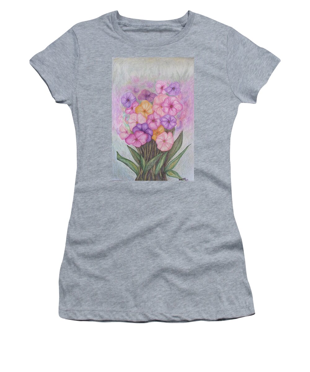 Flowers Women's T-Shirt featuring the mixed media Spring Bouquet by Norma Duch