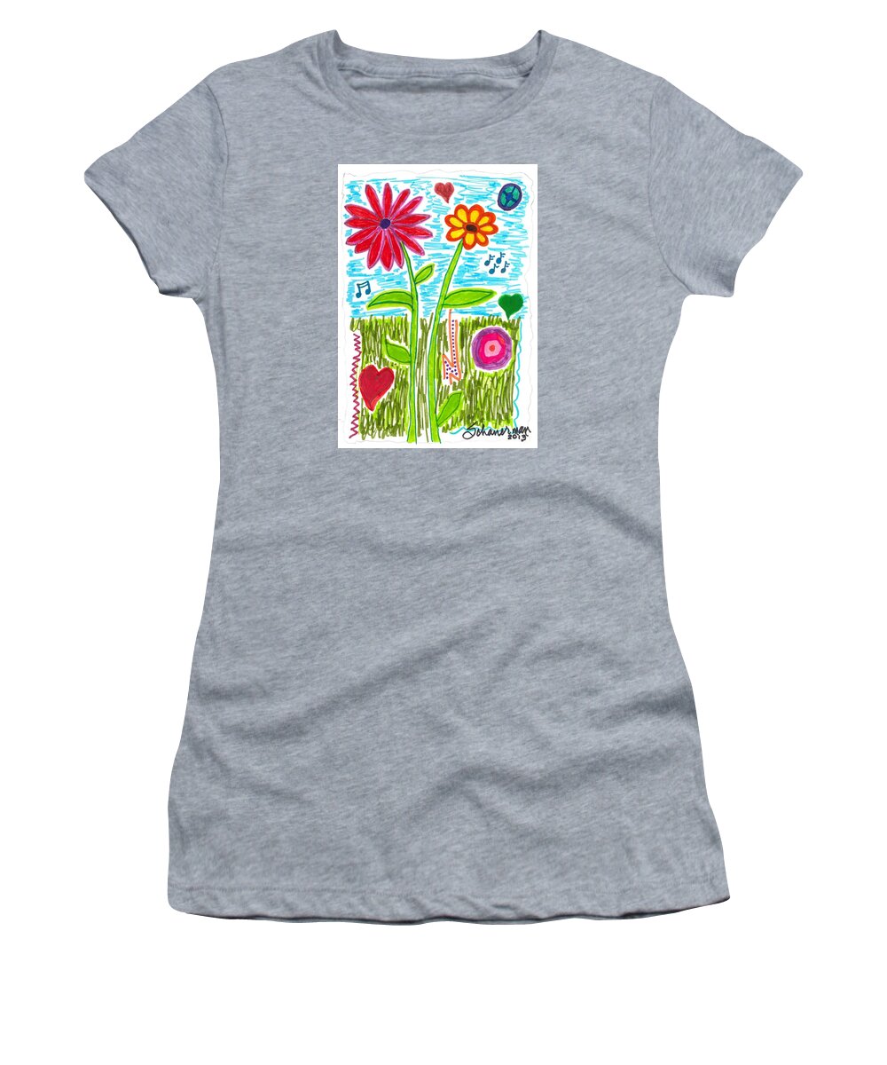 Drawing Women's T-Shirt featuring the drawing Spring Has Sprung by Susan Schanerman
