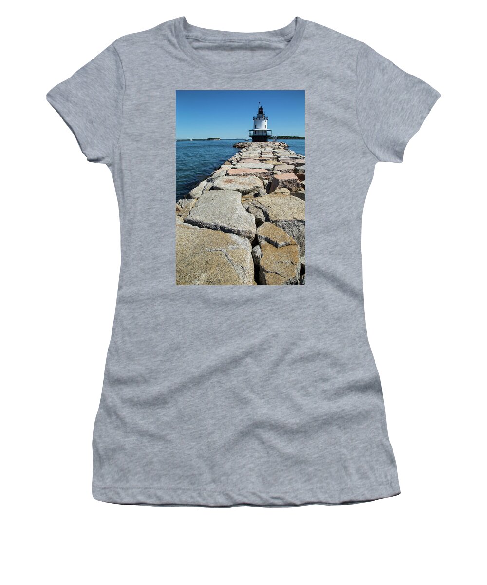 Lighthouse Women's T-Shirt featuring the photograph Spring Point Ledge by Karol Livote