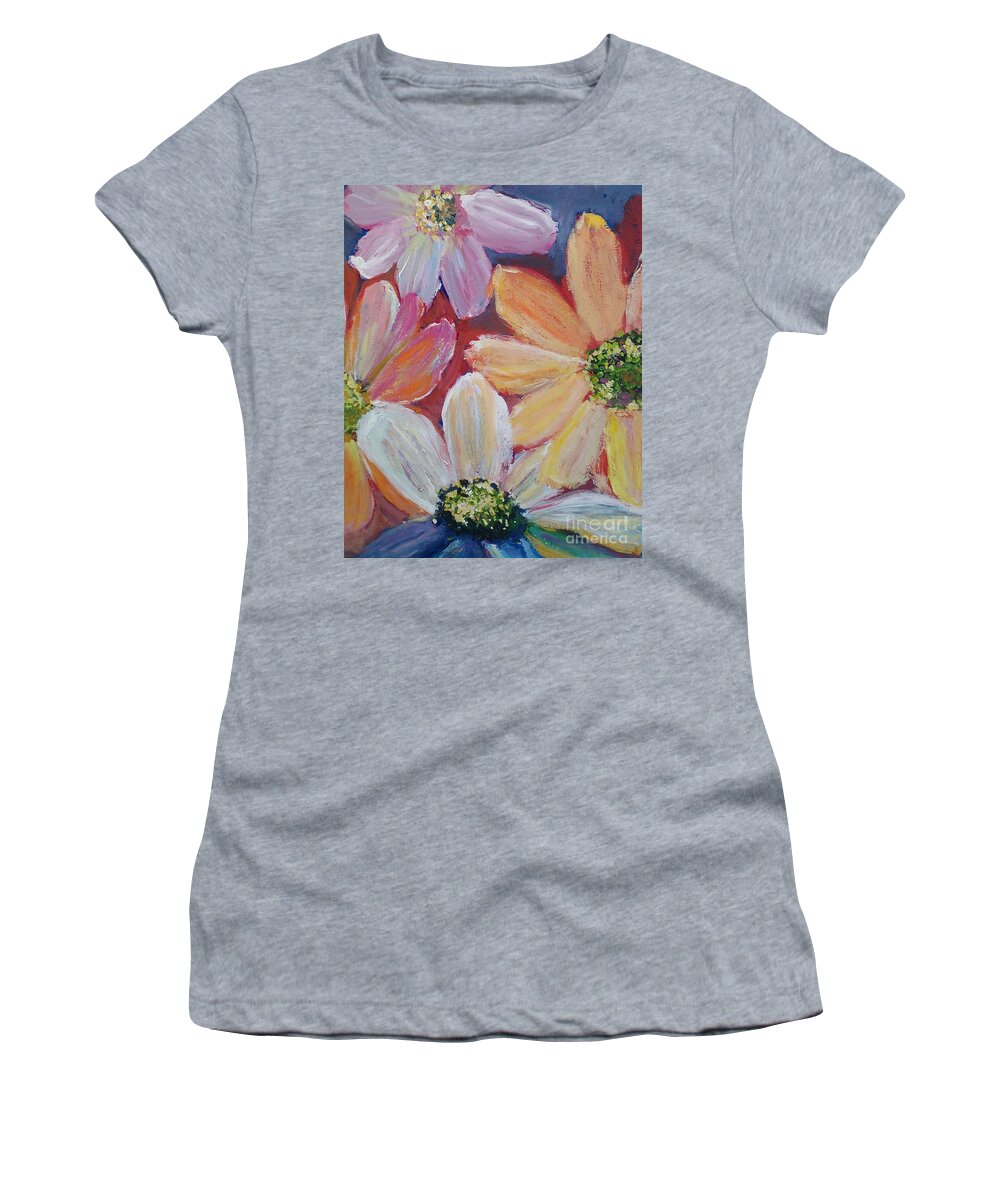 Acrylic Women's T-Shirt featuring the painting Spring Show Off by Sherry Harradence