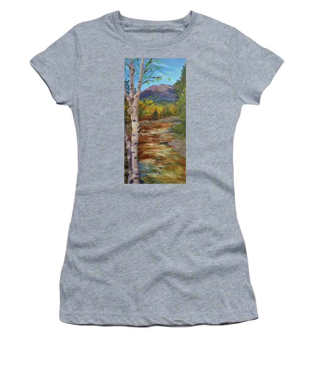Mt. Washington Women's T-Shirt featuring the painting Spring View of Mt. Washington by Sharon E Allen