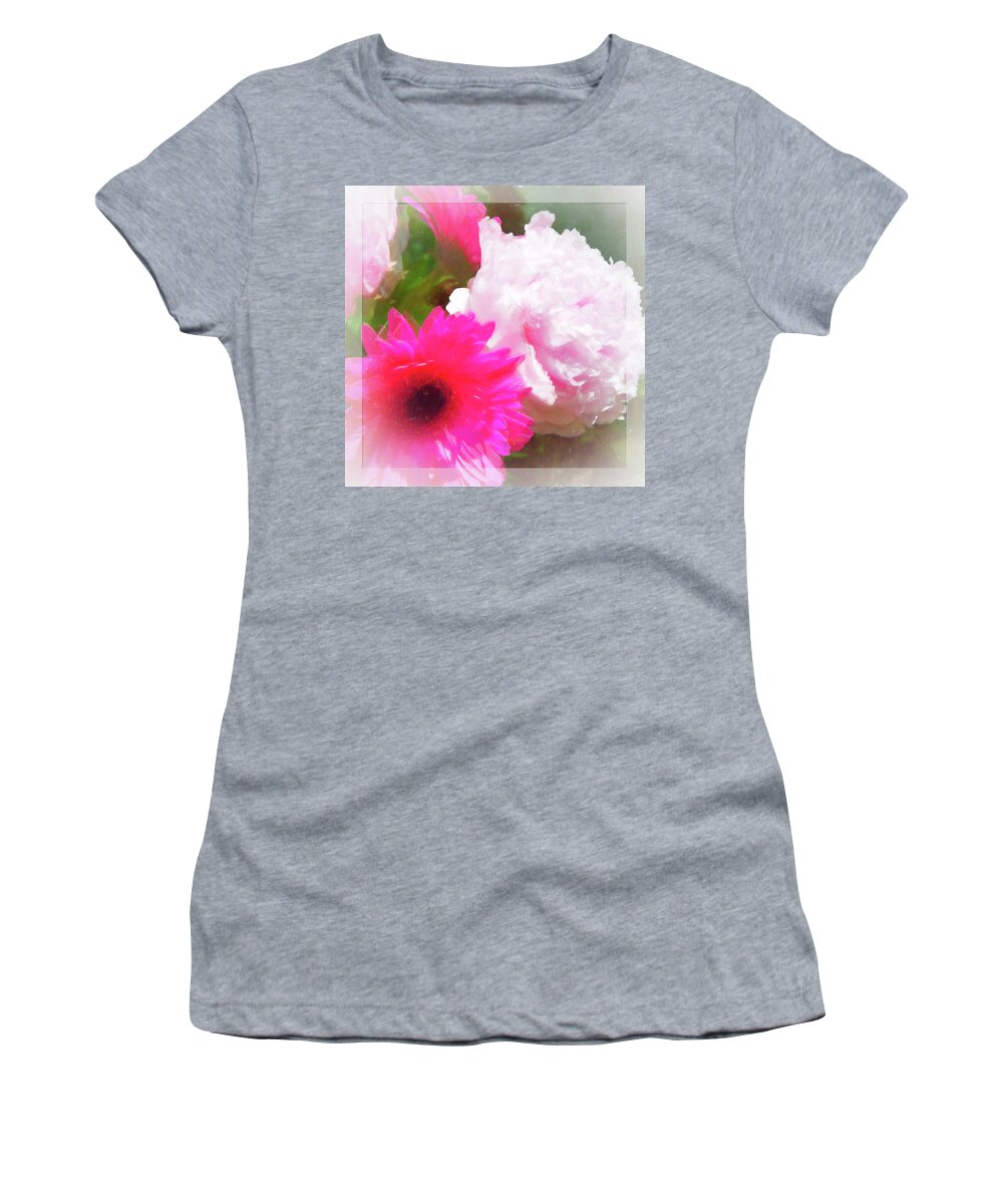 Flower Women's T-Shirt featuring the photograph Square Pink Flower Impressions by Natalie Rotman Cote