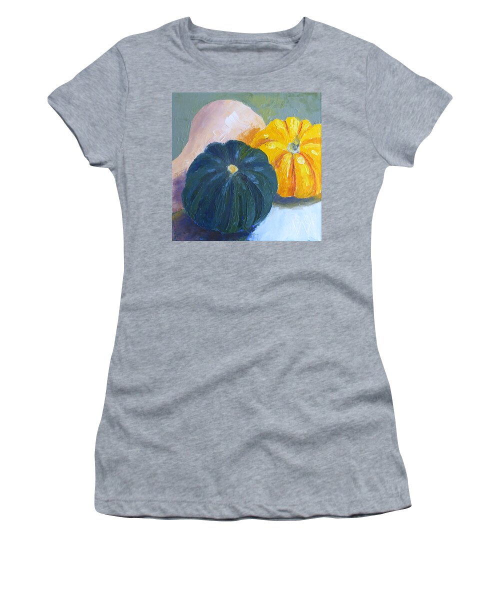 Oil Painting Women's T-Shirt featuring the painting Squash Trio by Susan Woodward
