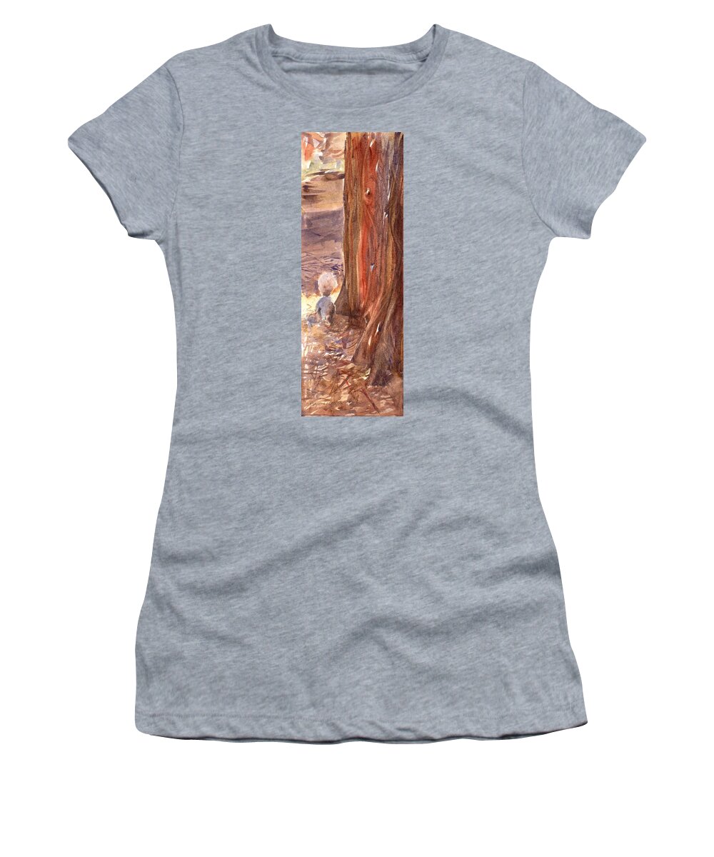 Squirrel Women's T-Shirt featuring the painting Squirrel by David Ladmore