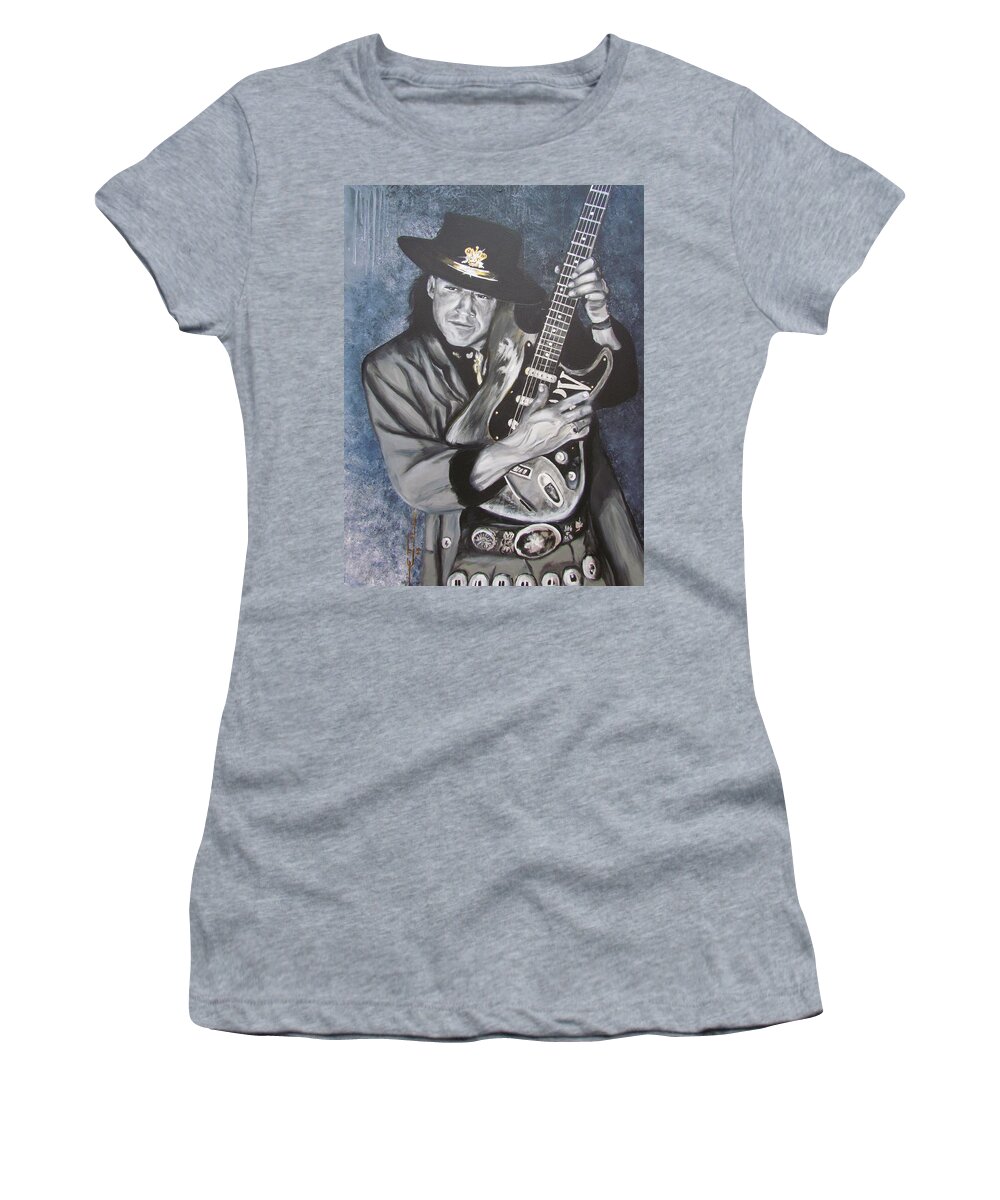 Stevie Ray Vaughan Women's T-Shirt featuring the painting SRV - Stevie Ray Vaughan by Eric Dee