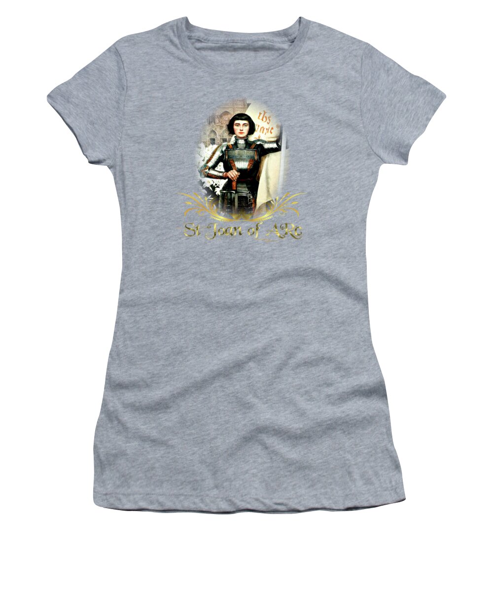 St Joan Of Arc Women's T-Shirt featuring the mixed media St Joan of Arc - Jeanne d'Arca by Albert Lynch