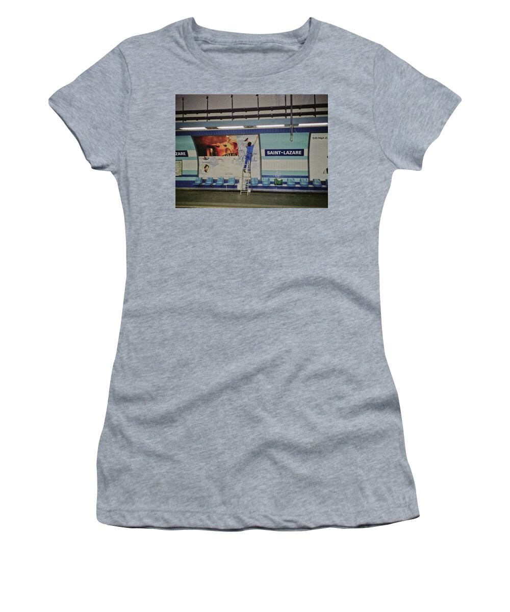 Frank Dimarco Women's T-Shirt featuring the photograph St. Lazare Poster Hanger by Frank DiMarco