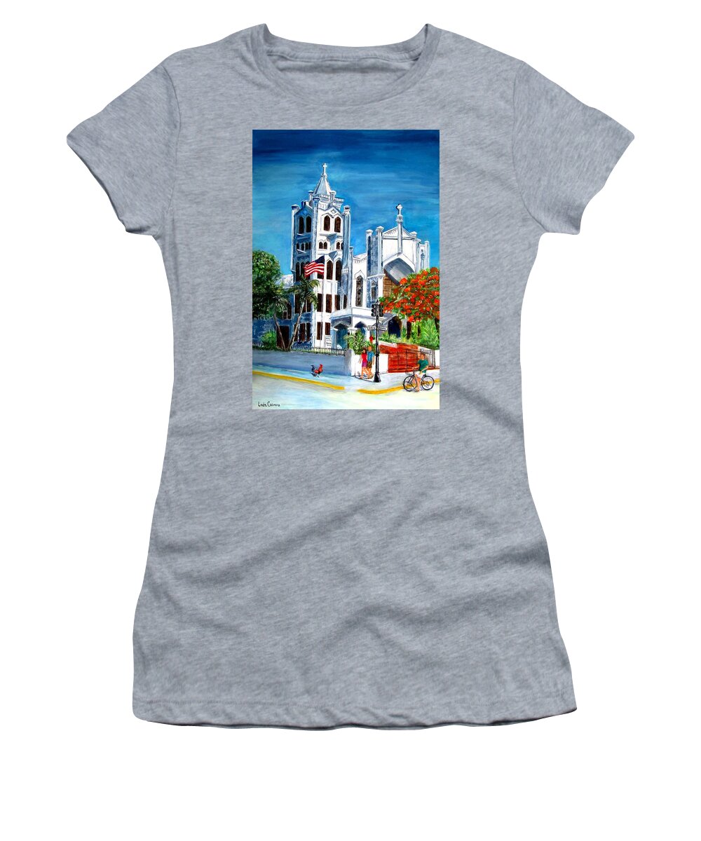 St. Paul's Women's T-Shirt featuring the painting St. Paul's Church by Linda Cabrera