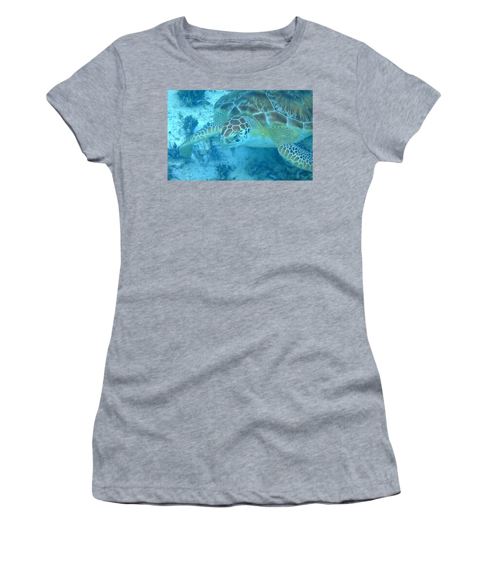 Sea Turtle Women's T-Shirt featuring the photograph St Thomas Turtle by Brooke Bowdren