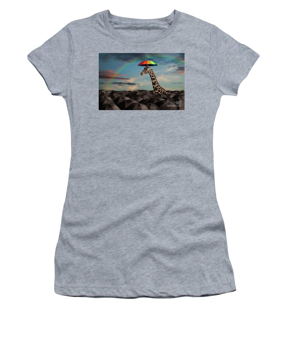 Giraffe Women's T-Shirt featuring the photograph Stand Out From the Crowd by Martin Williams