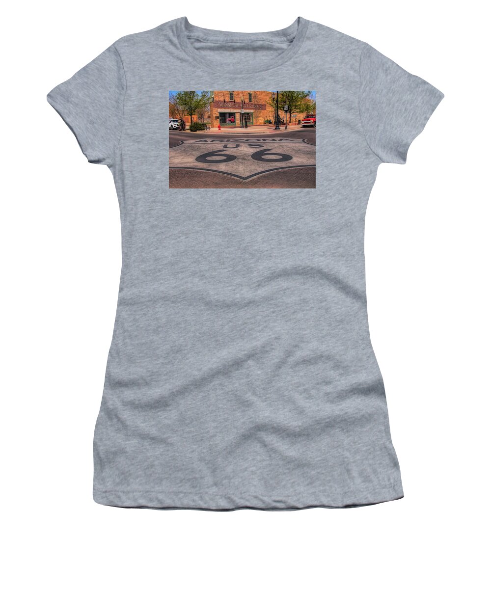 Winslow Arizona Women's T-Shirt featuring the photograph Standin on the corner by Jeff Folger
