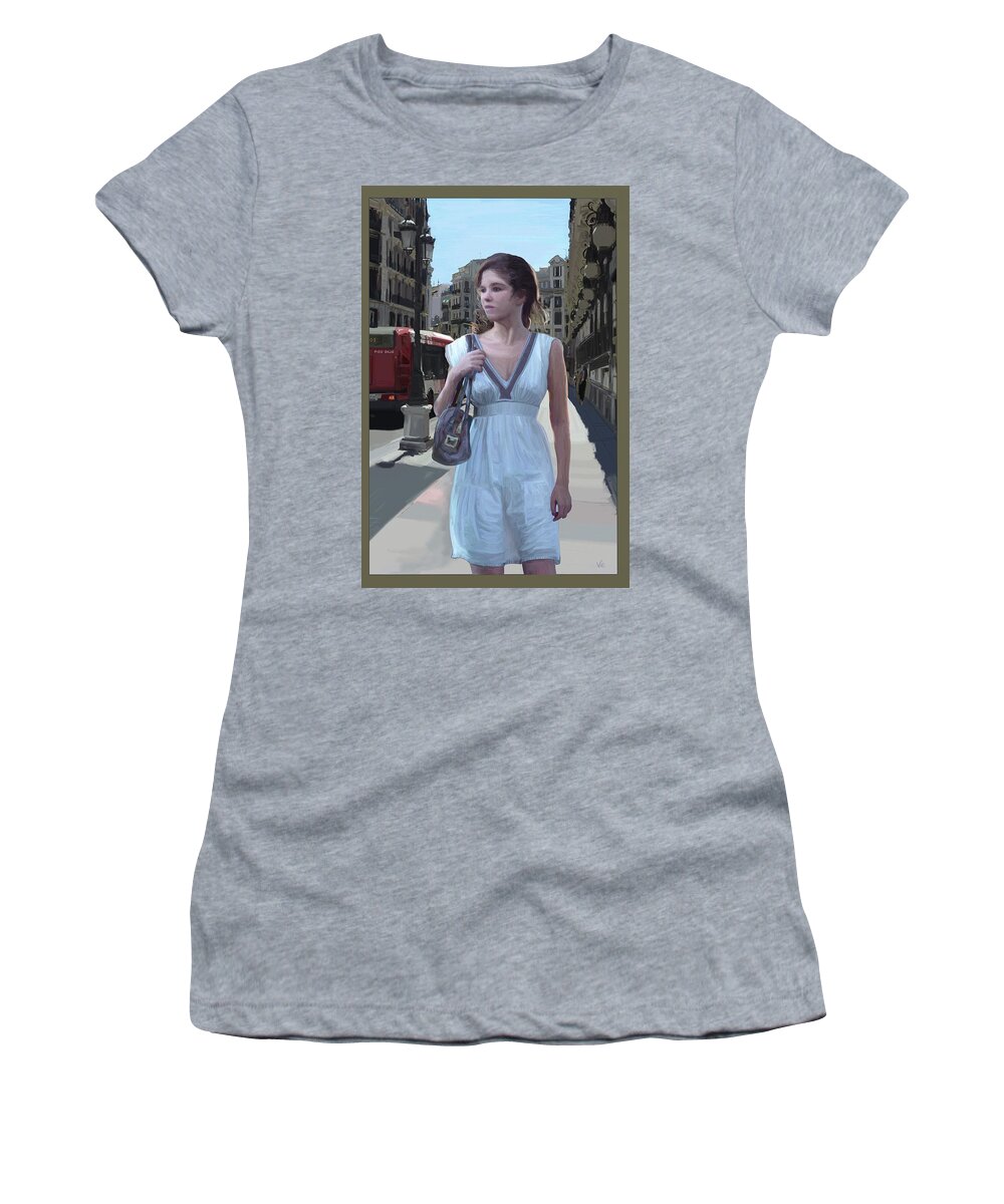 Victor Shelley Women's T-Shirt featuring the digital art Standing Figure In Situ by Victor Shelley