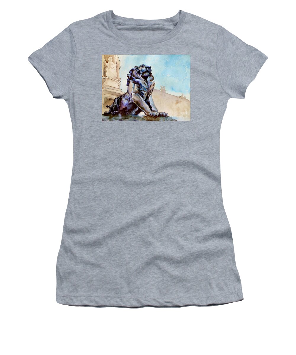 Statue Women's T-Shirt featuring the painting Standing Guard by K M Pawelec