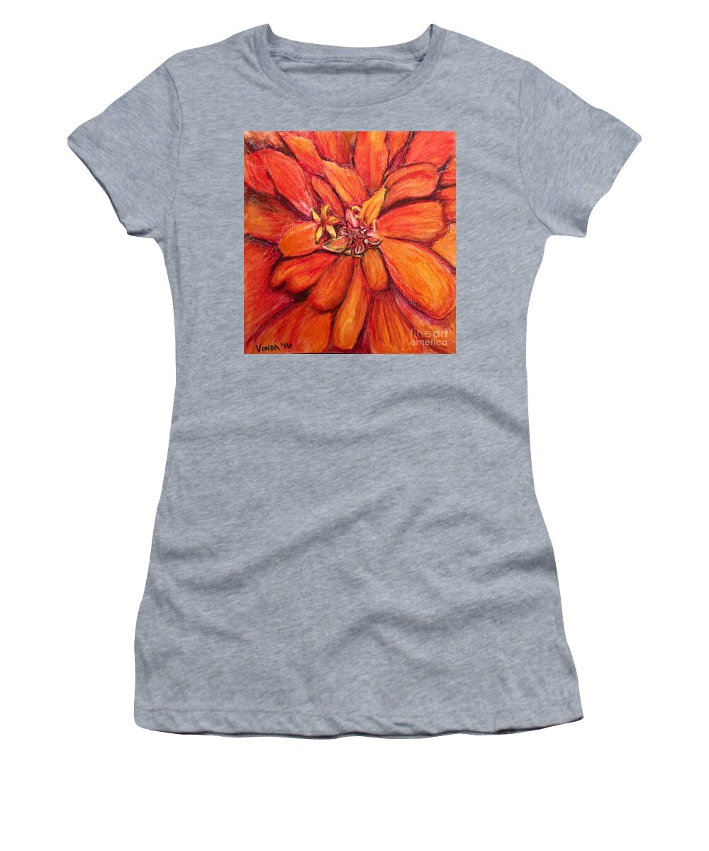 Macro Women's T-Shirt featuring the drawing Star Flower by Vonda Lawson-Rosa