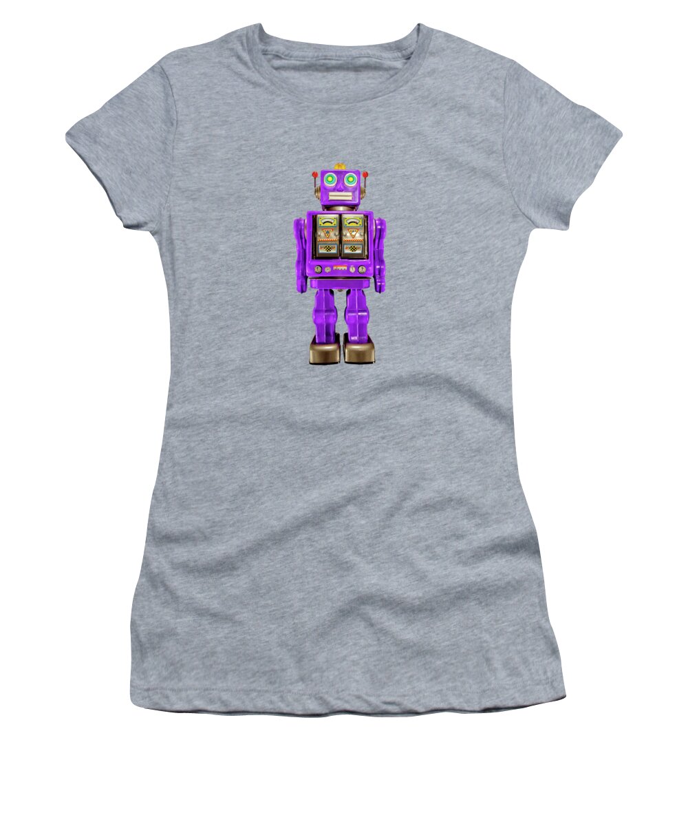 Art Women's T-Shirt featuring the photograph Star Strider Robot Purple on Black by YoPedro