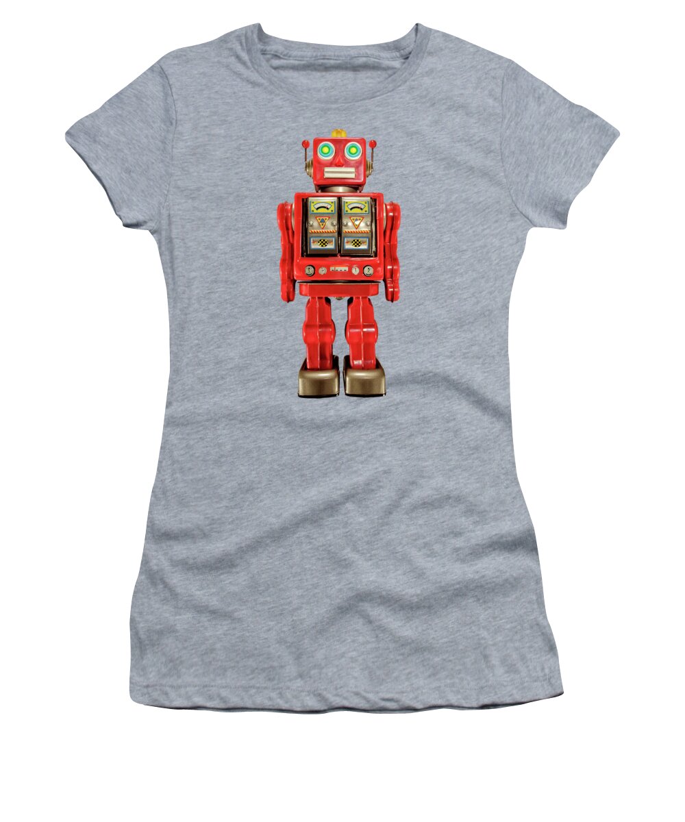 Art Women's T-Shirt featuring the photograph Star Strider Robot Red on Black by YoPedro