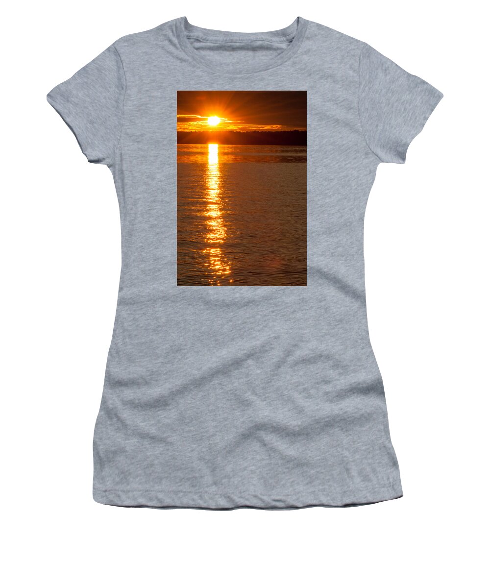 Brenda Women's T-Shirt featuring the photograph Starburst Sunset in Melvin Bay by Brenda Jacobs