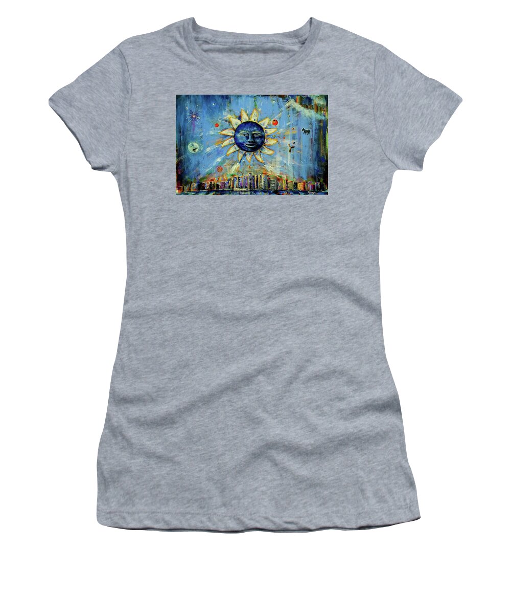 Sun Women's T-Shirt featuring the painting Starry Night 2017 by Bernadette Krupa