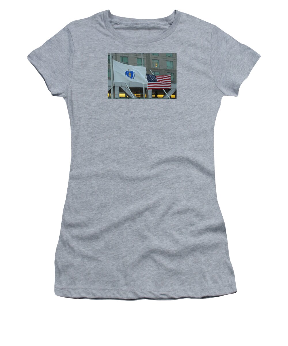 Flags Women's T-Shirt featuring the photograph State and Country by Barbara McDevitt