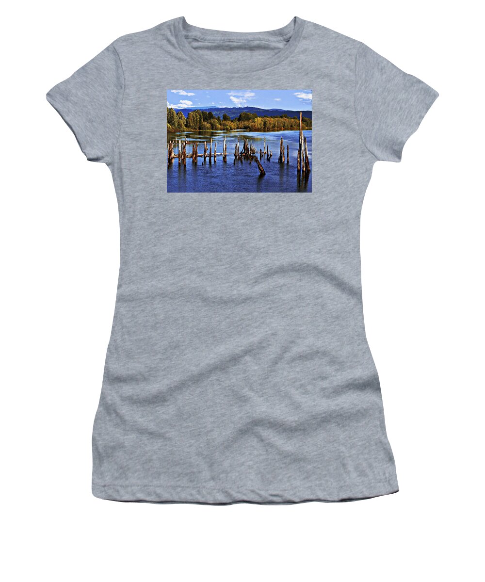 Steamboat Landing Women's T-Shirt featuring the photograph Columbia Steamboat Landing by John Christopher