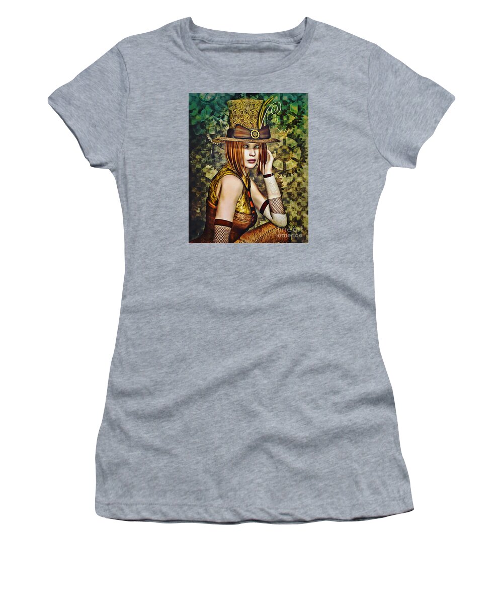 Steampunk Women's T-Shirt featuring the digital art Steampunk Girl Two by Alicia Hollinger